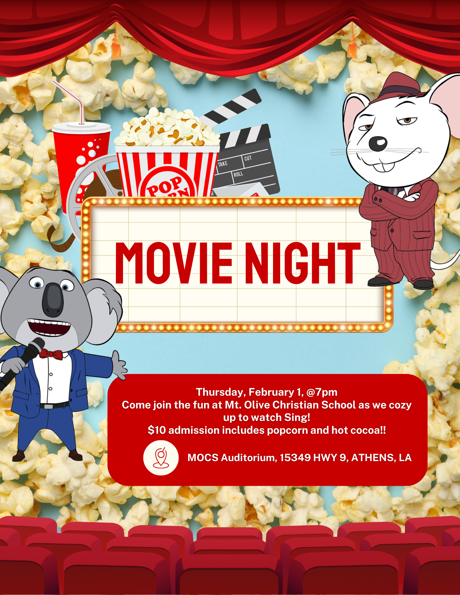 Copy of Blue and Red Illustrated Christmas Movie Night Flyer (2)